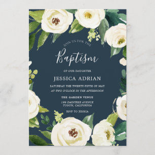 Beautiful Flowers Turquoise Baptism Invite