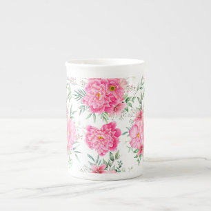 Beautiful Flowers Watercolor Floral Pattern Bone China Mug