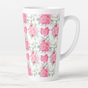 Beautiful Flowers Watercolor Floral Pattern Latte Mug
