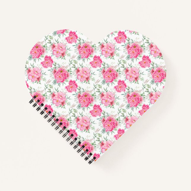 Beautiful Flowers Watercolor Floral Pattern Notebook (Front)
