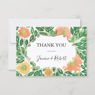 Beautiful Flowers Watercolor Thank You Card