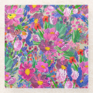 Beautiful Flowers: Wildflower Watercolor Wallpaper Glass Coaster