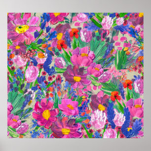 Beautiful Flowers: Wildflower Watercolor Wallpaper Poster