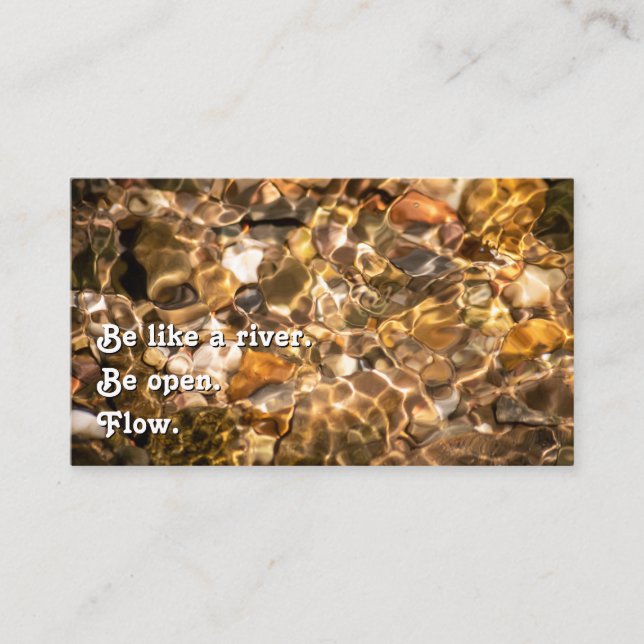 Beautiful flowing water with motivational quote business card (Front)