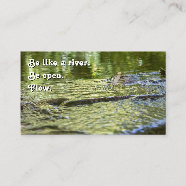 Beautiful flowing water with motivational quote business card (Front)