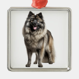 BEAUTIFUL FLUFFY KEESHOND PUPPY DOG METAL TREE DECORATION
