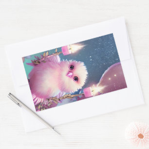 Beautiful Fluffy Pink Birthday Baby Bird Rectangular Sticker