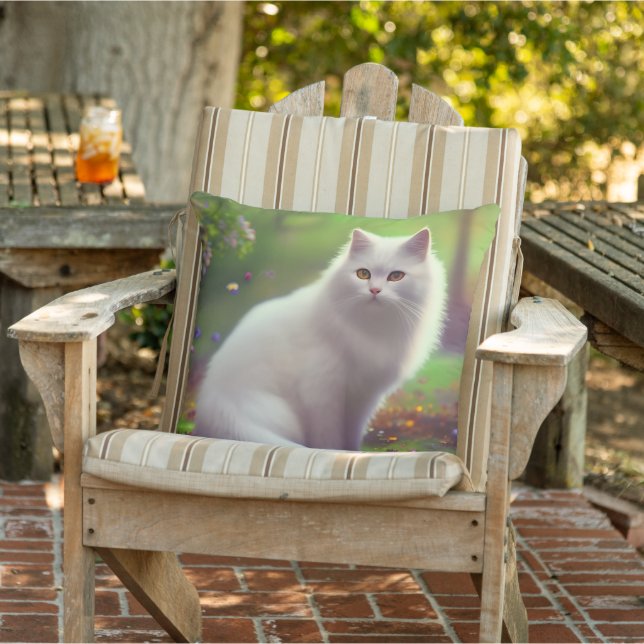 Beautiful Fluffy White Cat  Cushion (Chair)