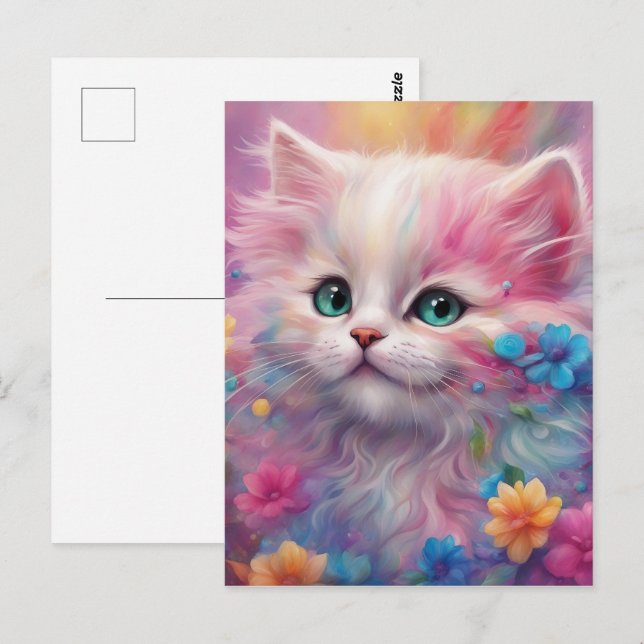 Beautiful Fluffy White Cat Postcard (Front/Back)