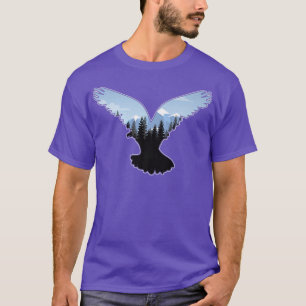 Beautiful Flying Bald Eagle Night Sky Forest Bird  T-Shirt