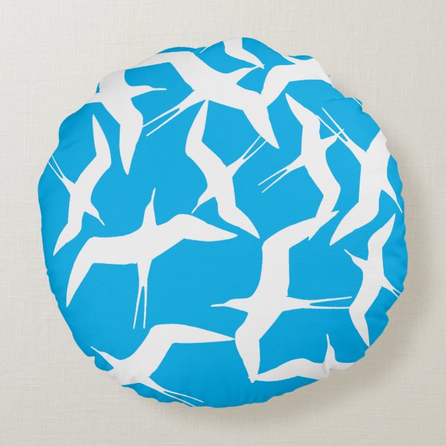Beautiful Flying Birds Pattern Product Round Cushion (Back)
