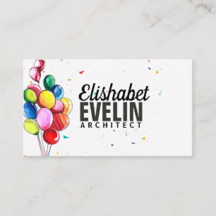 Beautiful flying colourful balloons business card