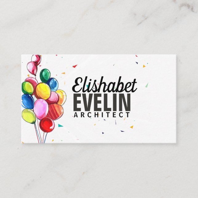 Beautiful flying colourful balloons business card (Front)