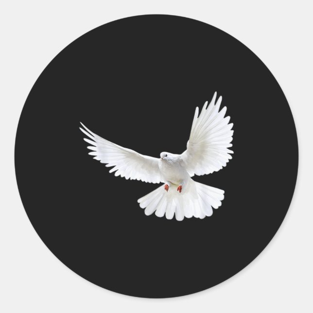 Beautiful Flying Peaceful White Dove Photo Silhoue Classic Round Sticker (Front)