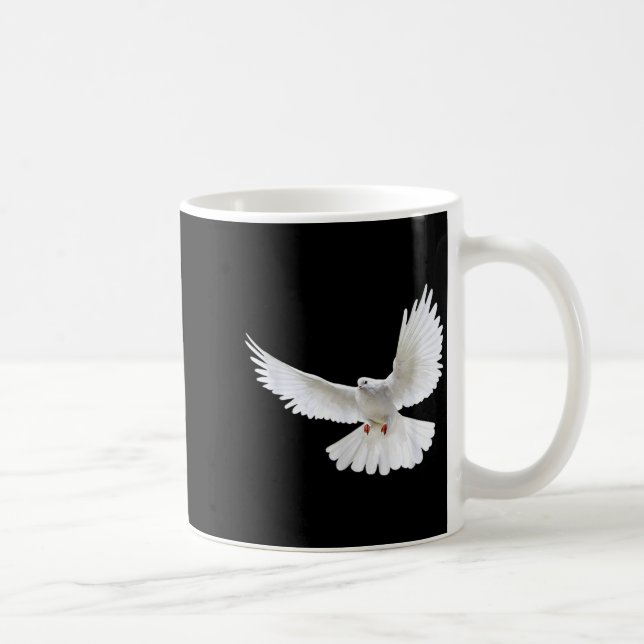 Beautiful Flying Peaceful White Dove Photo Silhoue Coffee Mug (Right)