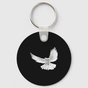 Beautiful Flying Peaceful White Dove Photo Silhoue Key Ring
