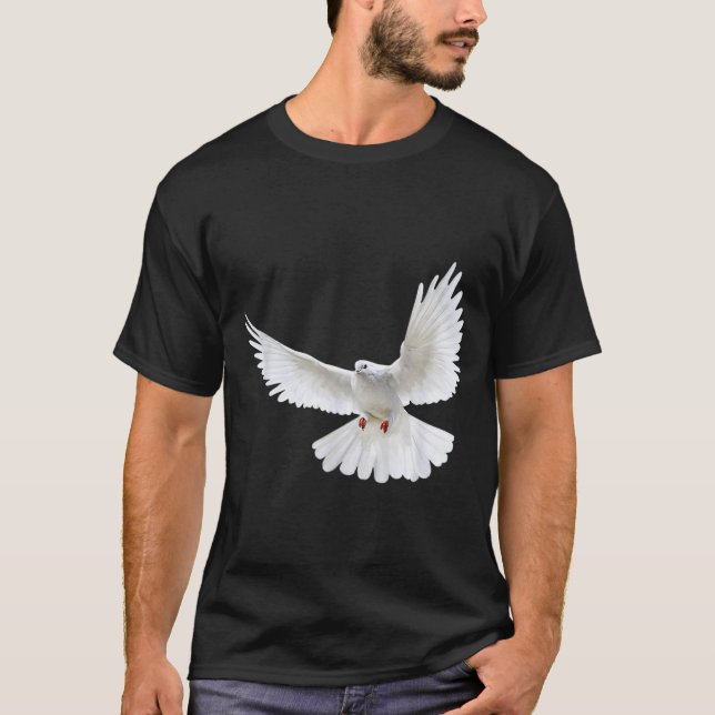 Beautiful Flying Peaceful White Dove Photo Silhoue T-Shirt (Front)