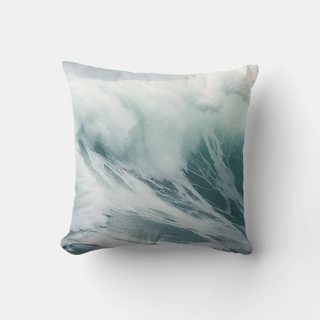 Beautiful Foaming waves  Cushion (Front)