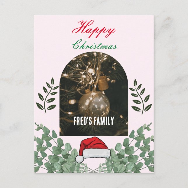 Beautiful Foliage arch photo merry christmas pink Postcard (Front)