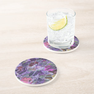 Beautiful Foliage Leaf Pattern Pink Purple Coaster