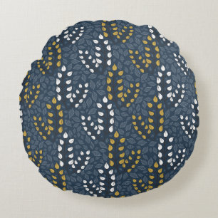 Beautiful foliage with golden details round cushion