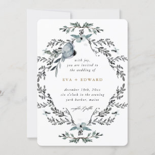 Beautiful Foliage Wreath Calligraphy Wedding Invitation