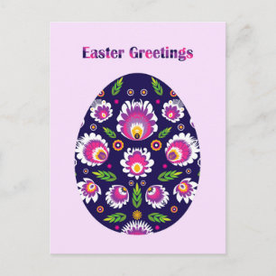 Beautiful Folklore Purple Pysanka Easter Egg Postcard