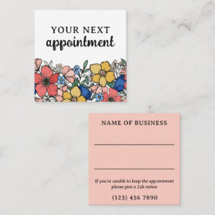 Beautiful Folksky Yellow Blue Coral Floral Appointment Card