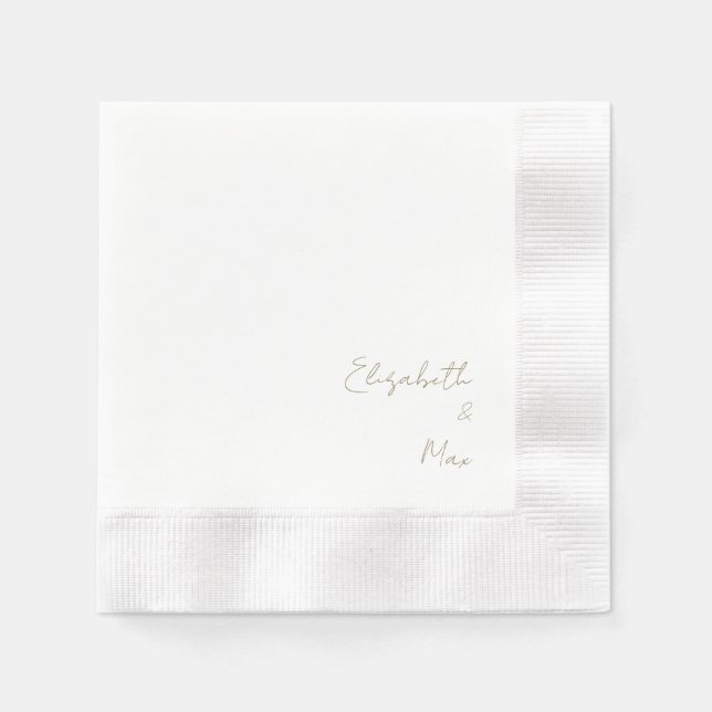 Beautiful Font Gold Text Wedding Cocktail Napkin (Front)