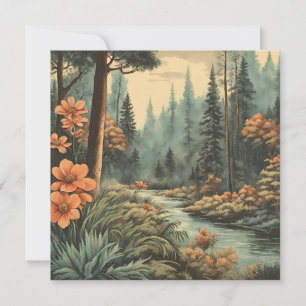 Beautiful Forest River Landscape  Holiday Card
