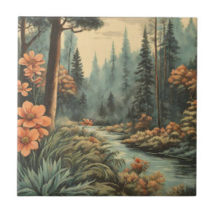 Beautiful Forest River Landscape Tile