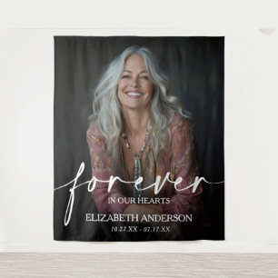 Beautiful Forever in our Hearts Photo Memorial Tapestry