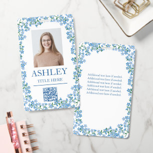 Beautiful Forget Me Not Border Employee ID Badge