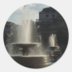 Beautiful Fountains With Lady On The High Column I Classic Round Sticker