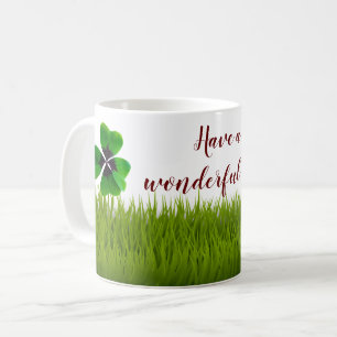 Beautiful Four-Leaf Clover in Vivid Green Coffee Mug