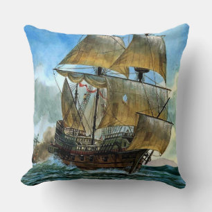 beautiful four-masted ship cushion