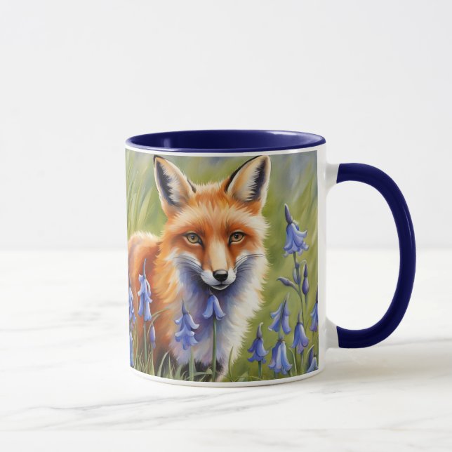 Beautiful Fox in Bluebell meadow  Mug (Right)