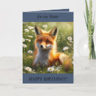 Beautiful Fox in Spring meadow Birthday Card