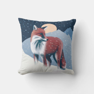 Beautiful Fox In The Winter Snow Illustration Cushion