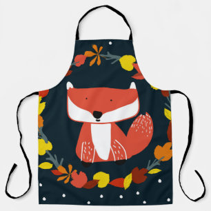 Beautiful fox in winter forest pattern apron