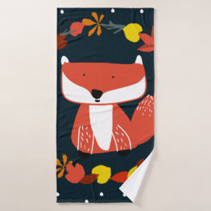 Beautiful fox in winter forest pattern bath towel