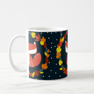 Beautiful fox in winter forest pattern coffee mug