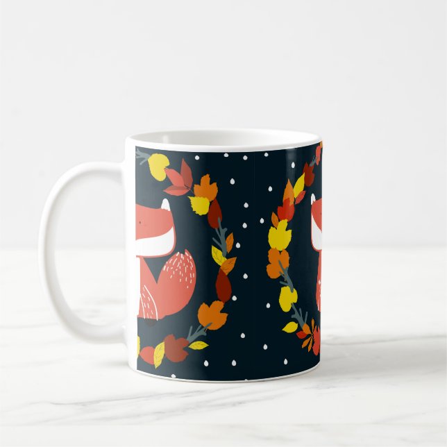 Beautiful fox in winter forest pattern coffee mug (Left)