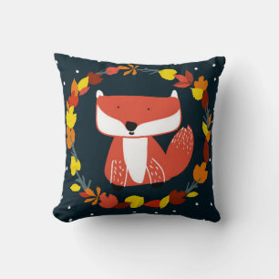 Beautiful fox in winter forest pattern cushion