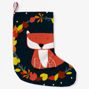 Beautiful fox in winter forest pattern small christmas stocking