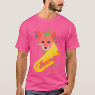 Beautiful Fox Playing The Tuba Brass Music Orchest T-Shirt