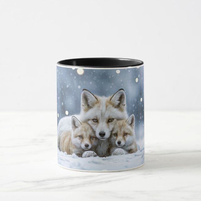 Beautiful Foxes in Snow Coffee Cup or Mug (Center)
