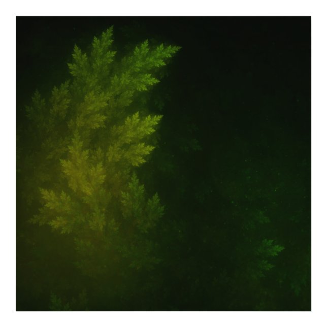 Beautiful Fractal Pines in the Misty Spring Night Photo Print (Front)
