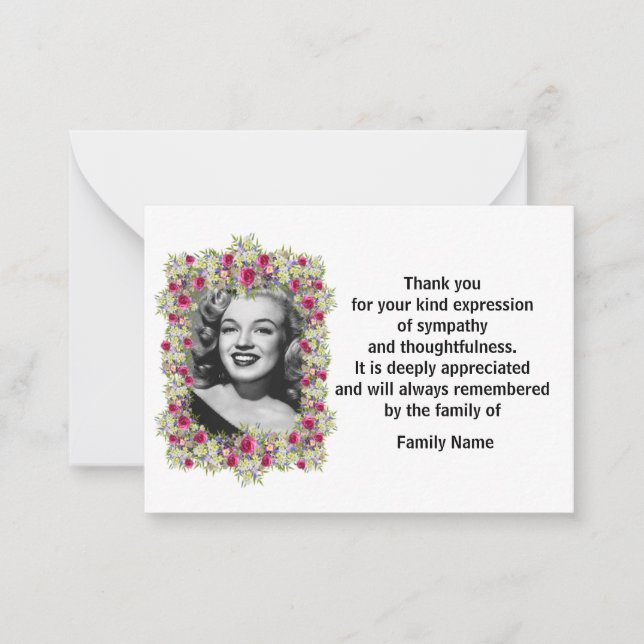 Beautiful Frame Flower After Funeral Thank You Card (Front)