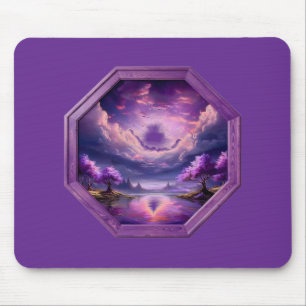 Beautiful Frame Purple Landscape With Reflections Mouse Mat